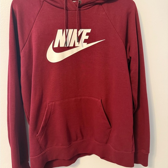 Nike Tops - Nike Deep Red Pullover Hoodie with White Logo